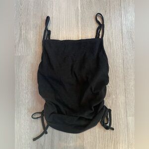 Aerie Ribbed Tie-Side Cropped Tank Top Black Size Small